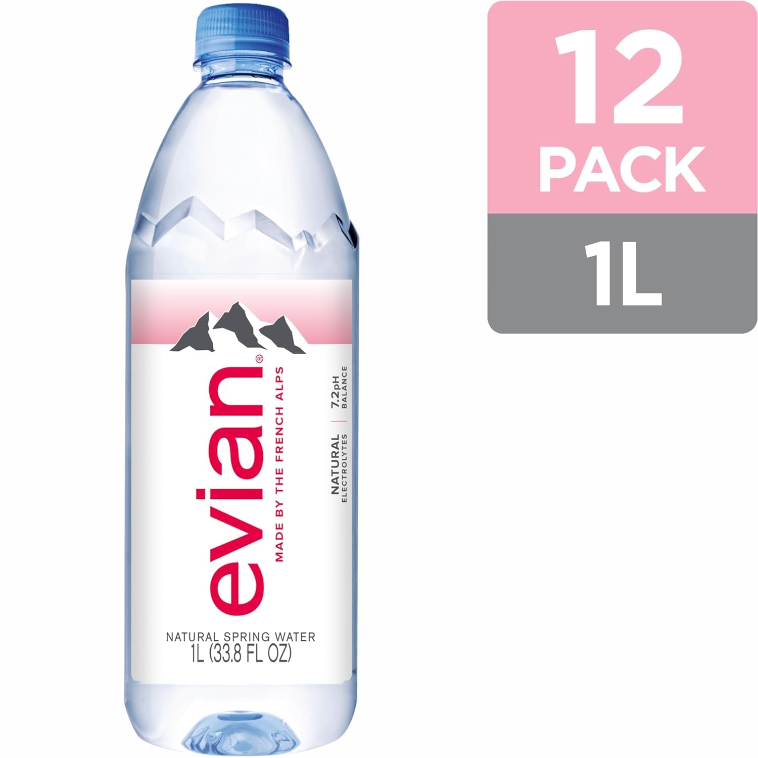 Natural Spring Water, 1 L Bottle, 12 Pack