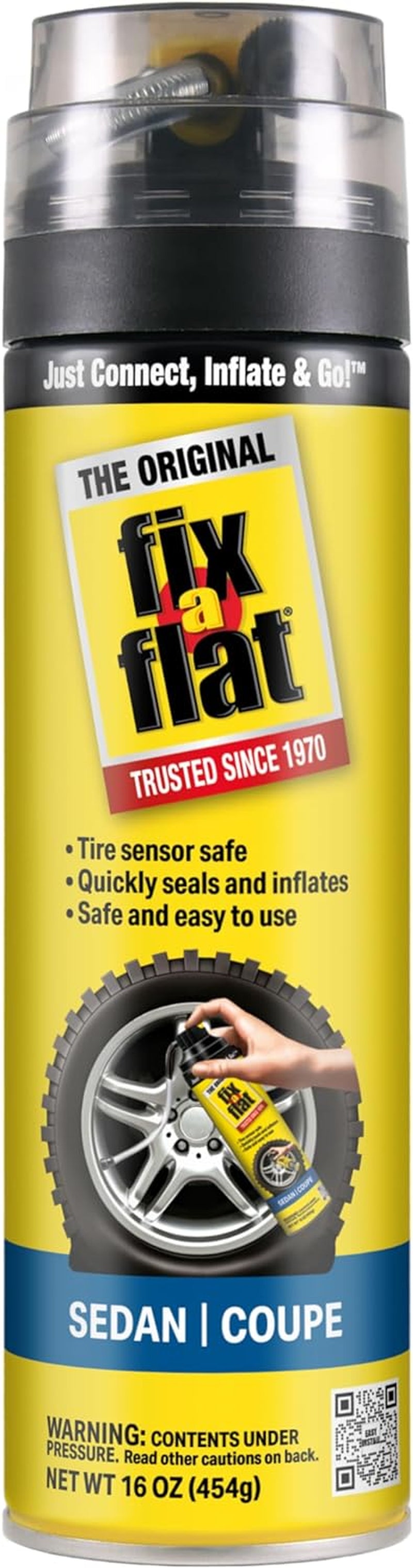 Aerosol Tire Repair and Inflator, Eco-Friendly Formula, 16 Oz, Universal Fit, Yellow