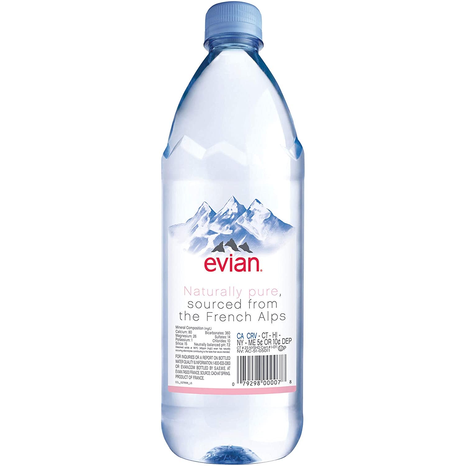 Natural Spring Water, 1 L Bottle, 12 Pack