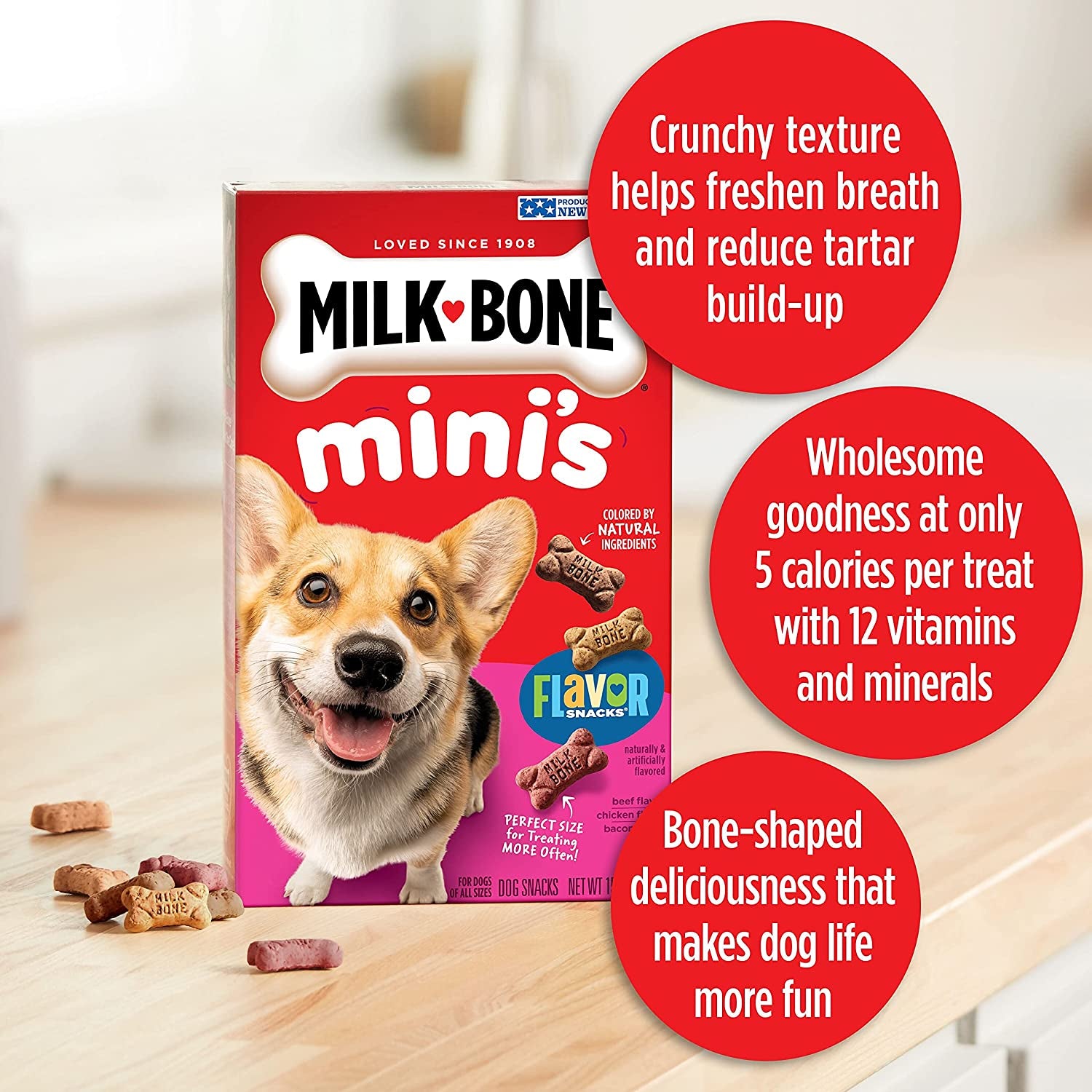 Mini'S Flavor Snacks Dog Treats, 36 Ounce Crunchy Texture Helps Reduce Tartar