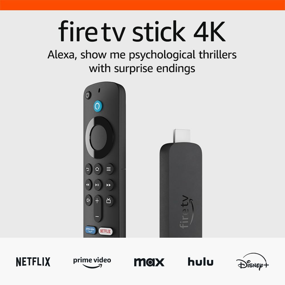 Fire TV Stick 4K with Ai-Powered Fire TV Search, Wi-Fi 6, Stream over 1.5 Million Movies and Shows, Free & Live TV